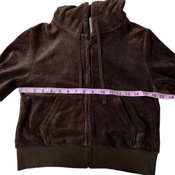 John Galt ~ NWT Brown Velour zipped hoodie ~ one size ~ please see measurements - Picture 6 of 10